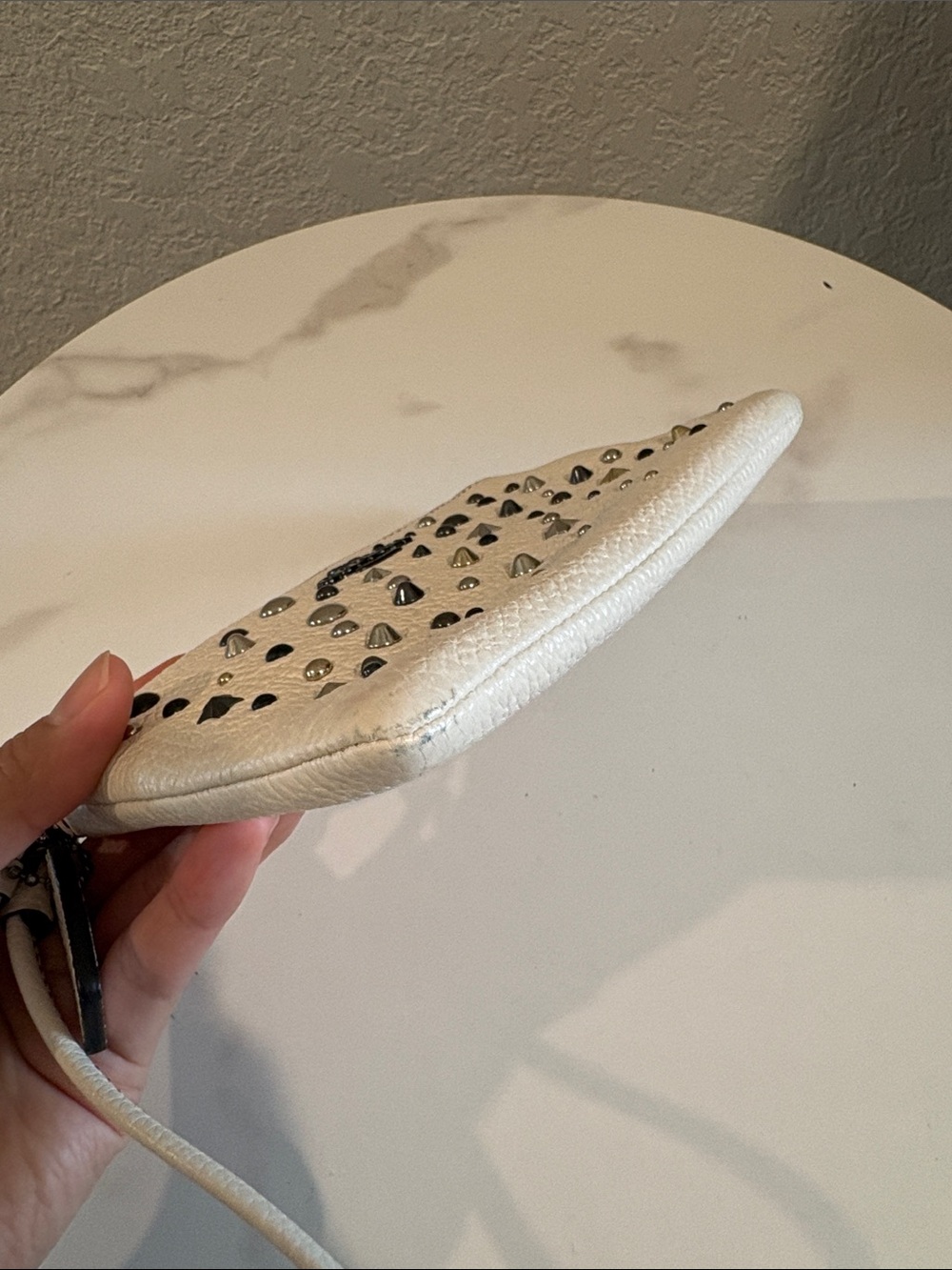 Coach White Leather Wristlet with Mixed Metal Studs - Picture 12 of 14